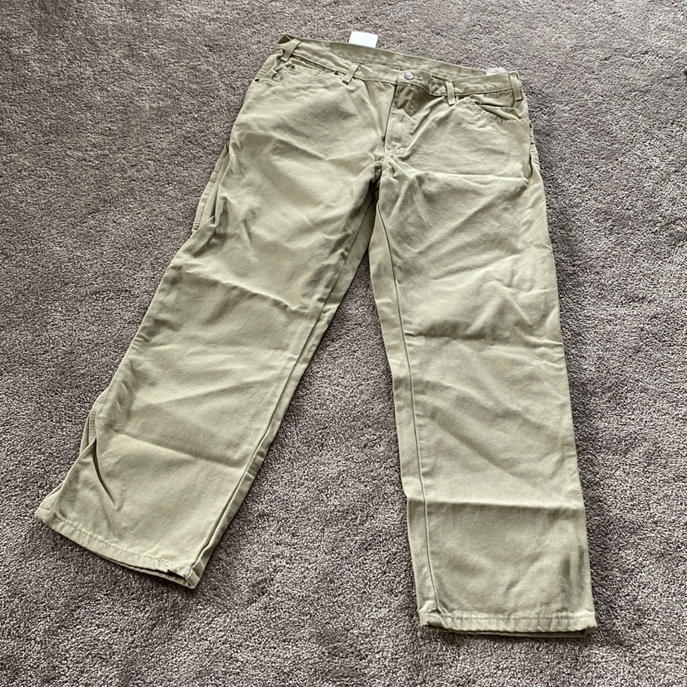 Dickies Khaki Carpenter Pants Relaxed Fit Workwear Utility SIZE 36x30 Straight